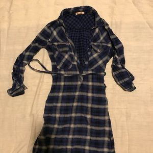 Flannel blue plaid dress